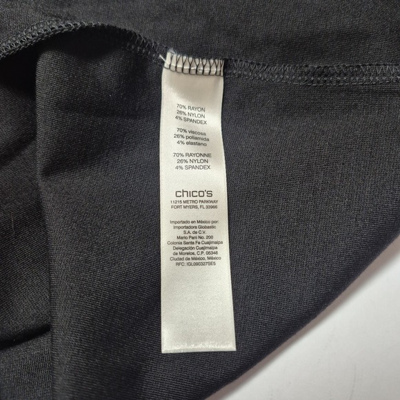 Chicos Womens Sz 2 (L/12) Black Bridget Diamond Dress Midi Diamond Cut Sleeves - Picture 11 of 13